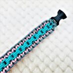 [公式]パラコードマクラメ編み＃139No169ピンクグレーエメラルドグリーン小型犬用首輪