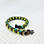 [公式]パラコードマクラメ編み＃140No170イエロー茶ブルーまだら猫・小型犬用首輪