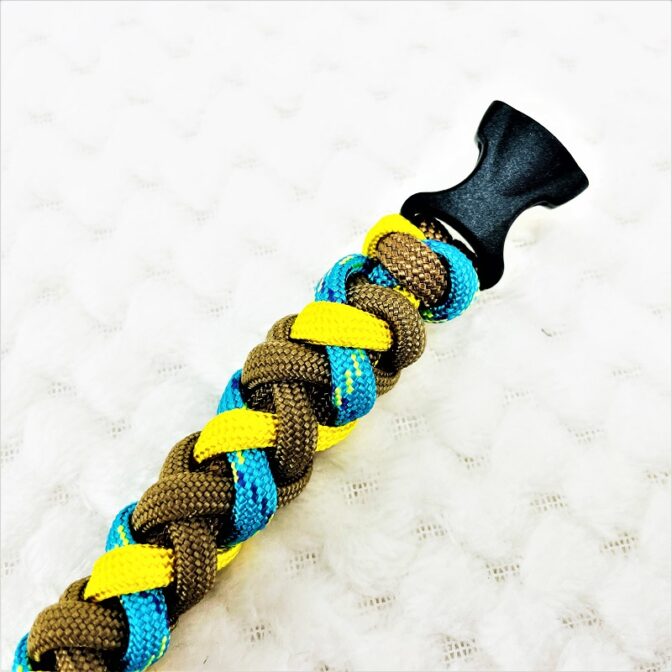 [公式]パラコードマクラメ編み＃140No170イエロー茶ブルーまだら猫・小型犬用首輪