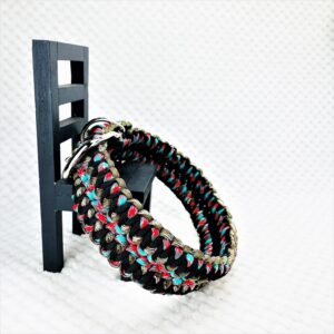 [公式]パラコードマクラメ編み＃141No171赤まだら黒アーミーまだら大型犬用首輪