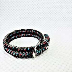 [公式]パラコードマクラメ編み＃141No171赤まだら黒アーミーまだら大型犬用首輪