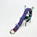 [公式]パラコードマクラメ編み＃135No165ピンク・グレー・紫・茶の小型犬首輪