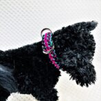 [公式]パラコードマクラメ編み＃142No172ピンク黒エメラルドグリーン小型犬用首輪