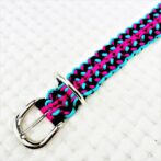 [公式]パラコードマクラメ編み＃142No172ピンク黒エメラルドグリーン小型犬用首輪