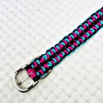 [公式]パラコードマクラメ編み＃142No172ピンク黒エメラルドグリーン小型犬用首輪