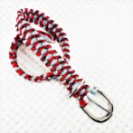 [公式]パラコードマクラメ編み＃143No173赤まだら・ホワイト・ライトグレー大型犬用首輪