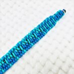 [公式]パラコードマクラメ編み＃144No174ブルー・エメラルドグリーン・白黒まだらの小型犬用首輪