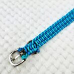 [公式]パラコードマクラメ編み＃144No174ブルー・エメラルドグリーン・白黒まだらの小型犬用首輪