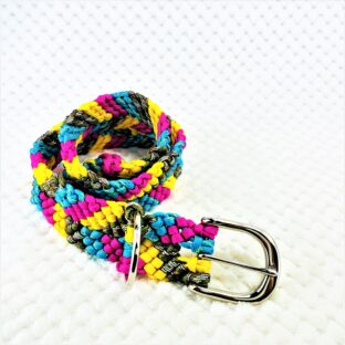 [公式]パラコード＃145茶まだら・ローズ・イエロー・ブルーの大型犬用首輪No175