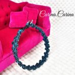 [キット]パラコードマクラメ編み＃92青と紺まだらの犬猫首輪No118