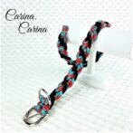 [キット]パラコード#79マクラメ編みネイビー・ターコイズまだらの中、小型犬用首輪No104