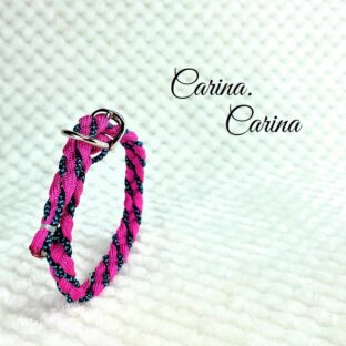 [キット]パラコード＃80No105マクラメ編みローズとまだらの犬猫首輪