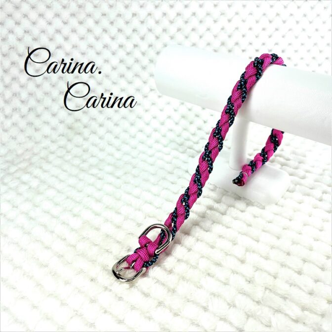 [キット]パラコード＃80No105マクラメ編みローズとまだらの犬猫首輪