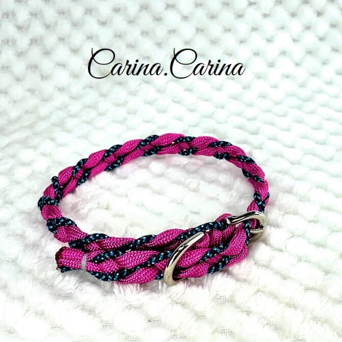 [キット]パラコード＃80No105マクラメ編みローズとまだらの犬猫首輪