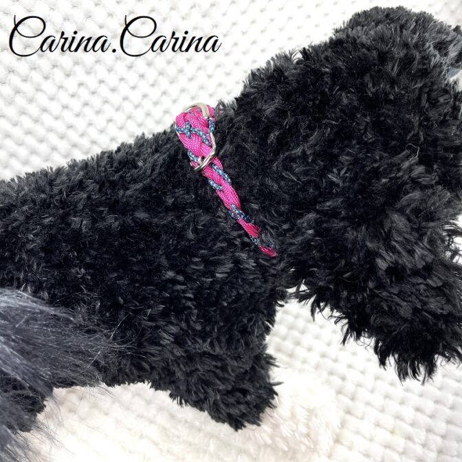 [キット]パラコード＃80No105マクラメ編みローズとまだらの犬猫首輪