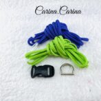 [キット]パラコード#81マクラメ編みグリーン・ブルーの中、小型犬用首輪No107