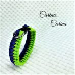 [キット]パラコード#81マクラメ編みグリーン・ブルーの中、小型犬用首輪No107