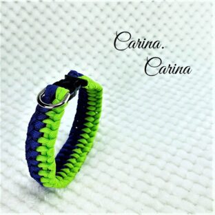 [キット]パラコード#81マクラメ編みグリーン・ブルーの中、小型犬用首輪No107