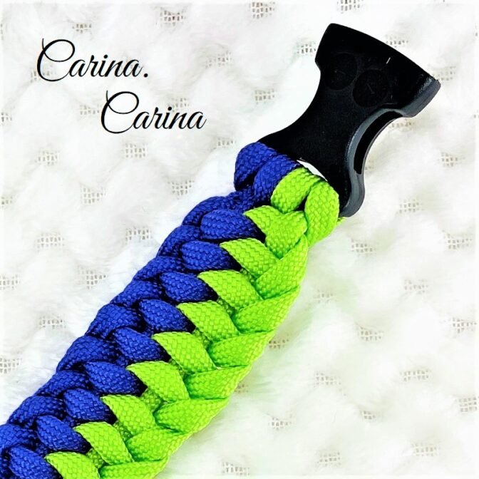 [キット]パラコード#81マクラメ編みグリーン・ブルーの中、小型犬用首輪No107