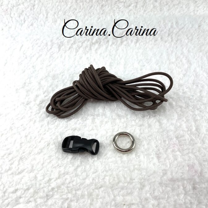 [キット]パラコードマクラメ編み＃82 茶の小型犬・猫首輪No108