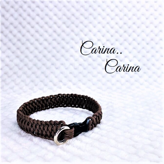 [キット]パラコードマクラメ編み＃82 茶の小型犬・猫首輪No108