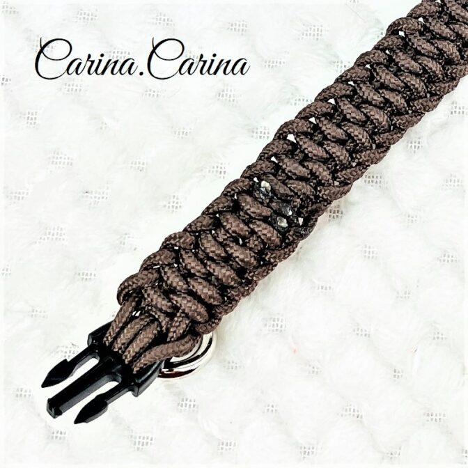 [キット]パラコードマクラメ編み＃82 茶の小型犬・猫首輪No108