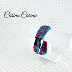 [キット]パラコード#83マクラメ編みローズ・ブルーの中、小型犬用首輪No109