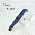 [キット]パラコード#83マクラメ編みローズ・ブルーの中、小型犬用首輪No109