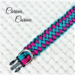 [キット]パラコード#83マクラメ編みローズ・ブルーの中、小型犬用首輪No109