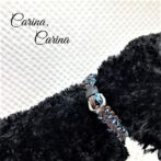 [キット]パラコードマクラメ編み＃84 茶と紺まだらの小型犬・猫首輪No110