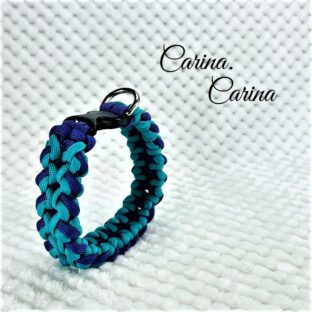 [キット]パラコードマクラメ編み#85ブルー・紫の中、小型犬用首輪No111