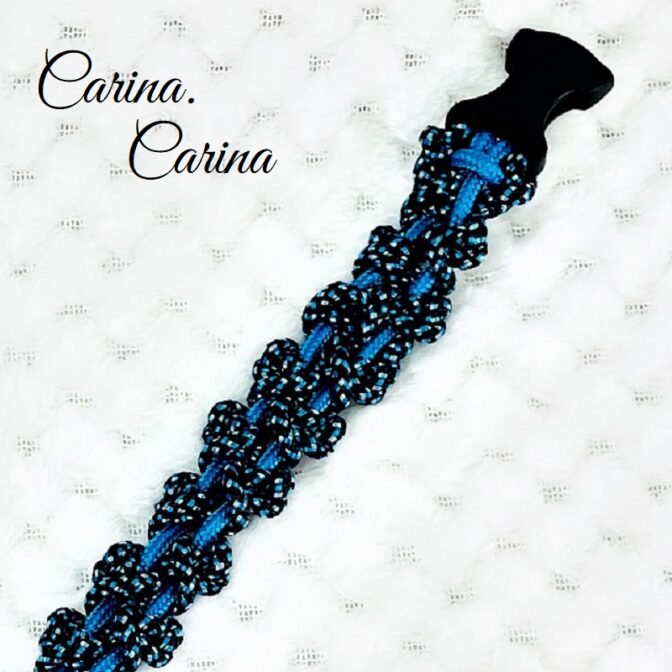 [キット]パラコードマクラメ編み＃92青と紺まだらの犬猫首輪No118