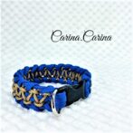 [キット]パラコードマクラメ編み#87ブルー・薄茶の中、小型犬用首輪No113