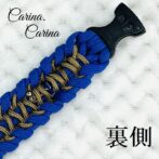 [キット]パラコードマクラメ編み#87ブルー・薄茶の中、小型犬用首輪No113