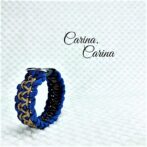 [キット]パラコードマクラメ編み#87ブルー・薄茶の中、小型犬用首輪No113