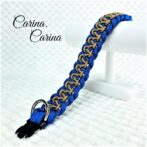 [キット]パラコードマクラメ編み#87ブルー・薄茶の中、小型犬用首輪No113