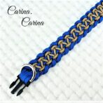 [キット]パラコードマクラメ編み#87ブルー・薄茶の中、小型犬用首輪No113