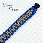 [キット]パラコードマクラメ編み#87ブルー・薄茶の中、小型犬用首輪No113