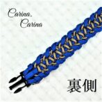 [キット]パラコードマクラメ編み#87ブルー・薄茶の中、小型犬用首輪No113