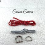 [キット]パラコードマクラメ編み#88レッド・シルバーグレーの中、小型犬用首輪No114