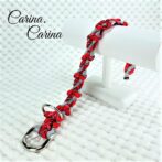 [キット]パラコードマクラメ編み#88レッド・シルバーグレーの中、小型犬用首輪No114