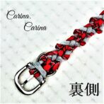 [キット]パラコードマクラメ編み#88レッド・シルバーグレーの中、小型犬用首輪No114