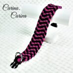 [キット]パラコードマクラメ編み#89 ローズとブラックの中、小型犬用首輪No115