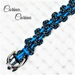 [キット]パラコードマクラメ編み＃92青と紺まだらの犬猫首輪No118