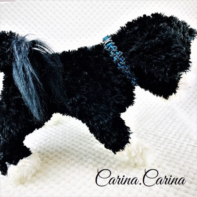 [キット]パラコードマクラメ編み＃92青と紺まだらの犬猫首輪No118