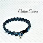 [キット]パラコードマクラメ編み＃92青と紺まだらの犬猫首輪No118