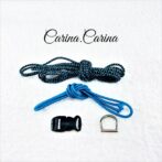 [キット]パラコードマクラメ編み＃92青と紺まだらの犬猫首輪No118