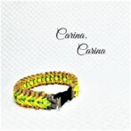 「キット]パラコード#100No129マクラメ編みオレンジ・イエロー・グリーンの大、中型犬用首輪