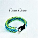 [キット]パラコード＃101No130マクラメ編み白・青・ブルー・グリーン・の首輪