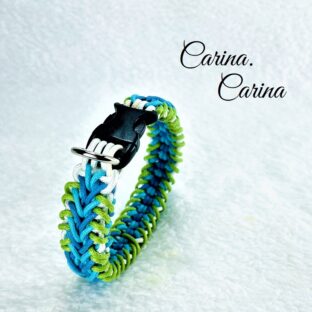 [キット]パラコード＃101マクラメ編み白・青・ブルー・グリーン・の首輪No130